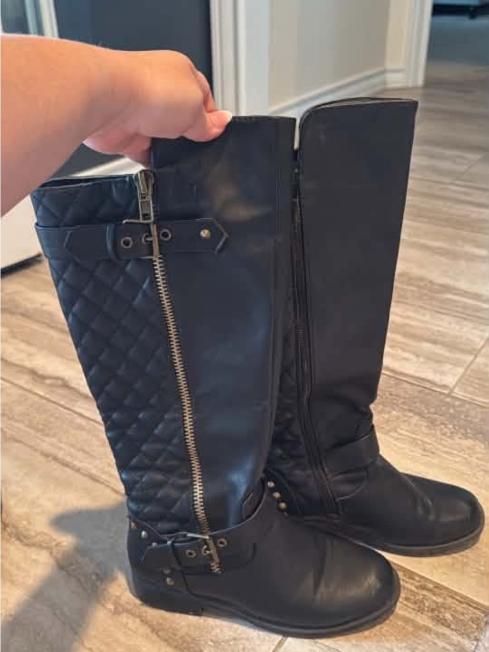 Women’s Tall Quilted Riding Boots - Black